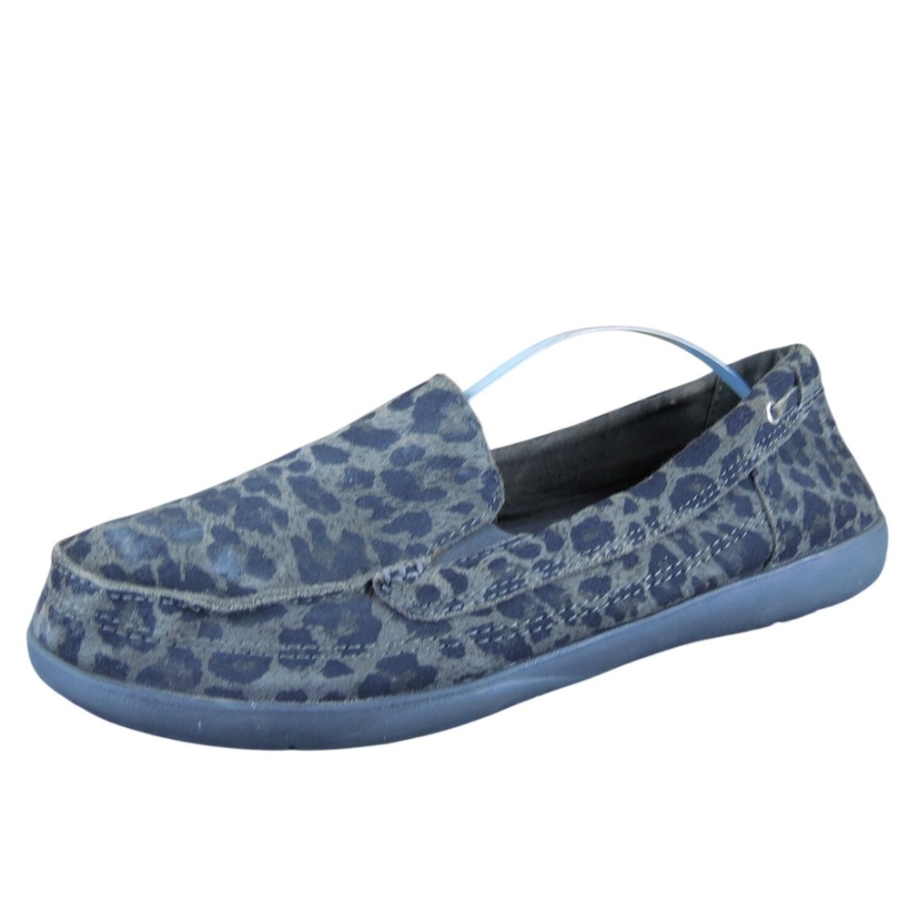 Crocs Women Leopard Slip-On Gray Leather Sz 9 Medium Gently Used 2025